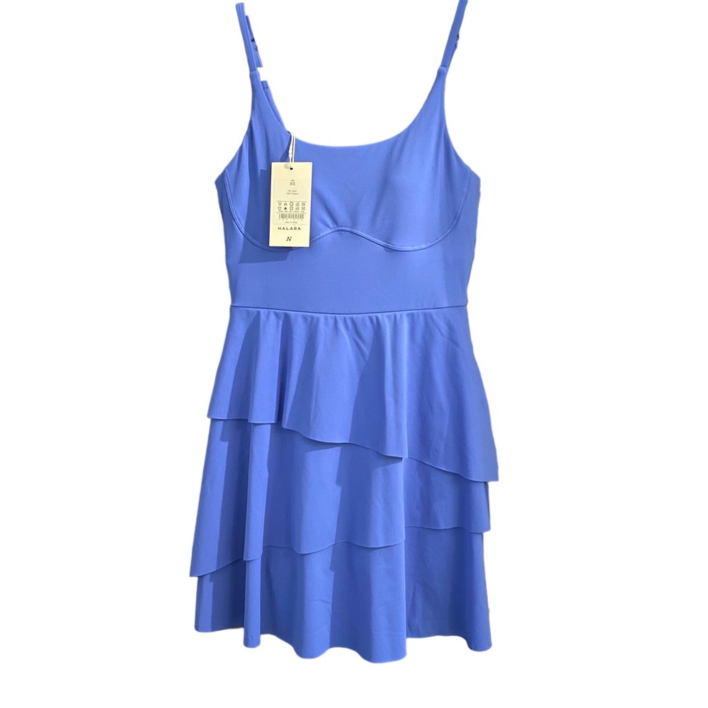 Halara adjustable strap dress with built in shorts. Blue Purple. Size XS. NWT